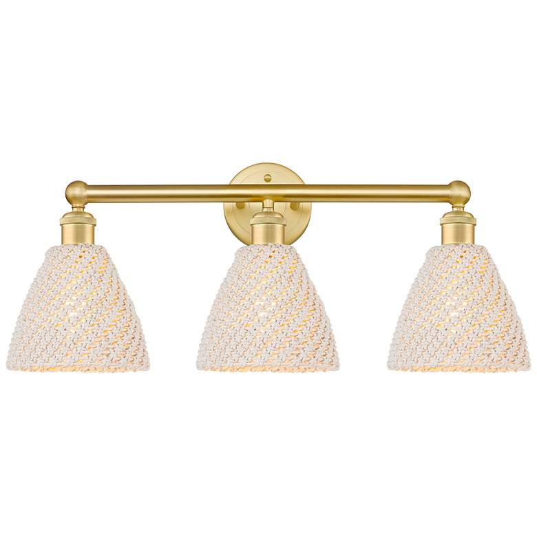 Image 1 Edison Bristol Natural 26" Wide 3 Light Satin Gold Vanity Light With