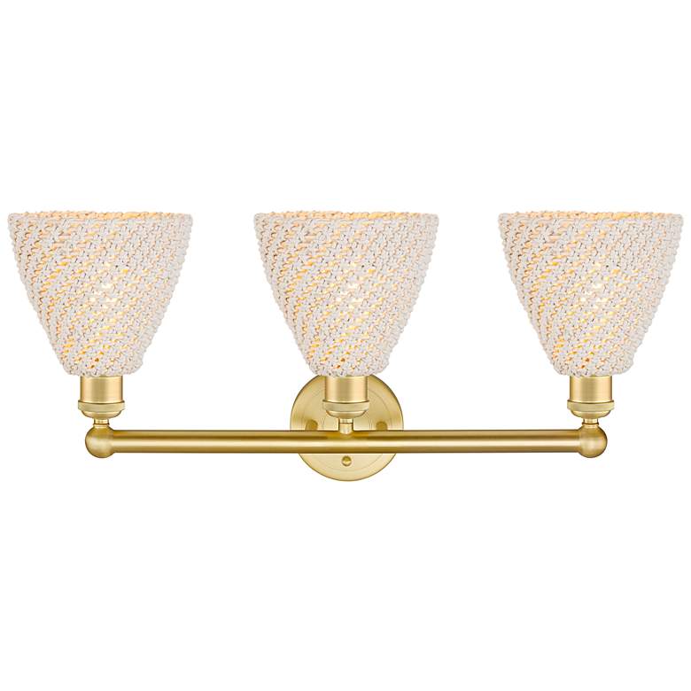 Image 2 Edison Bristol Natural 26" Wide 3 Light Satin Gold Vanity Light With more views