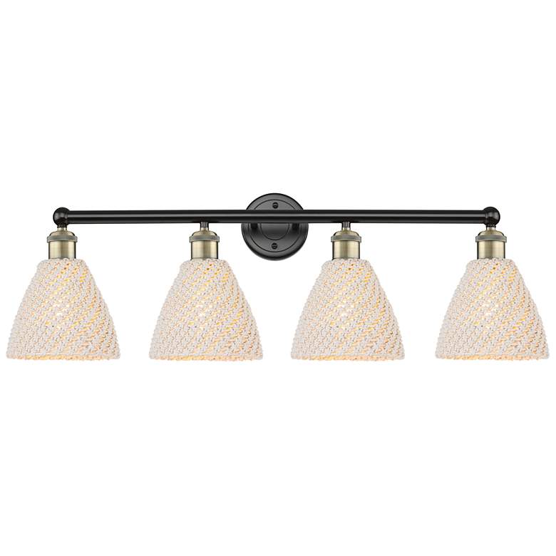 Image 1 Edison Bristol Natural 35"W 4 Light Black Antique Brass Vanity Light