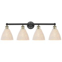 Edison Bristol Natural 35"W 4 Light Black Antique Brass Vanity Light