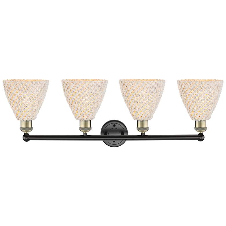 Image 2 Edison Bristol Natural 35"W 4 Light Black Antique Brass Vanity Light more views