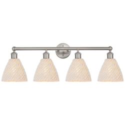 Edison Bristol Natural 35"W 4 Light Brushed Satin Nickel Vanity Light