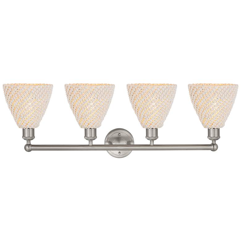 Image 3 Edison Bristol Natural 35"W 4 Light Brushed Satin Nickel Vanity Light more views
