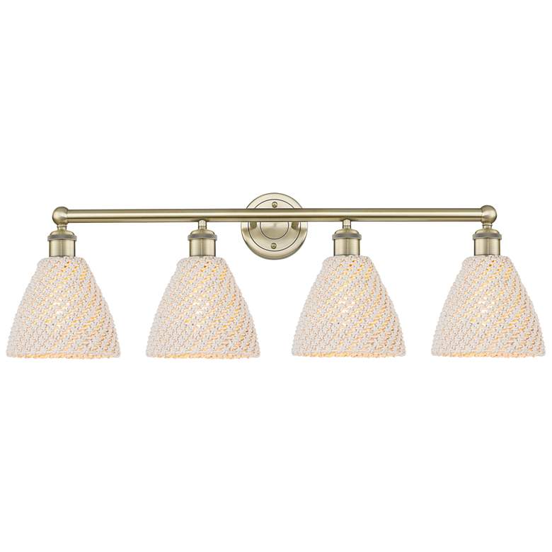 Image 1 Edison Bristol Natural 35" Wide 4 Light Antique Brass Vanity Light