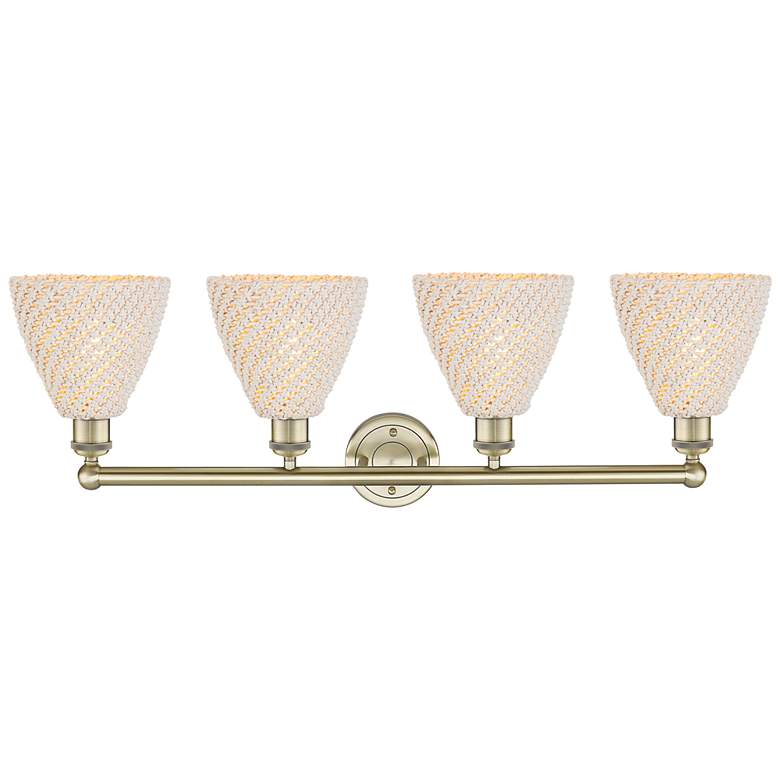 Image 2 Edison Bristol Natural 35" Wide 4 Light Antique Brass Vanity Light more views