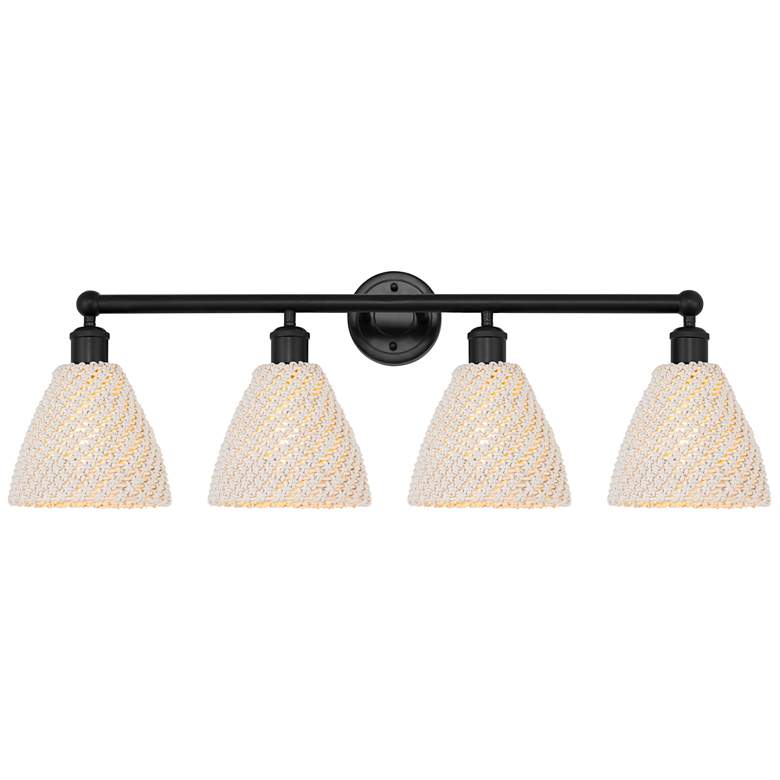 Image 1 Edison Bristol Natural 35" Wide 4 Light Matte Black Vanity Light With