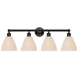 Edison Bristol Natural 35" Wide 4 Light Matte Black Vanity Light With