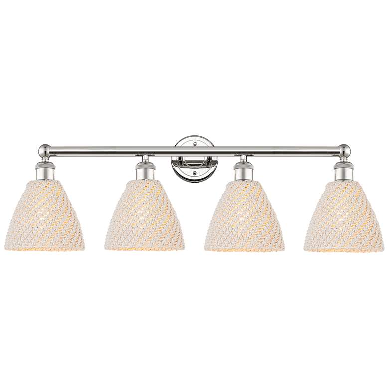Image 1 Edison Bristol Natural 35" Wide 4 Light Polished Nickel Vanity Light