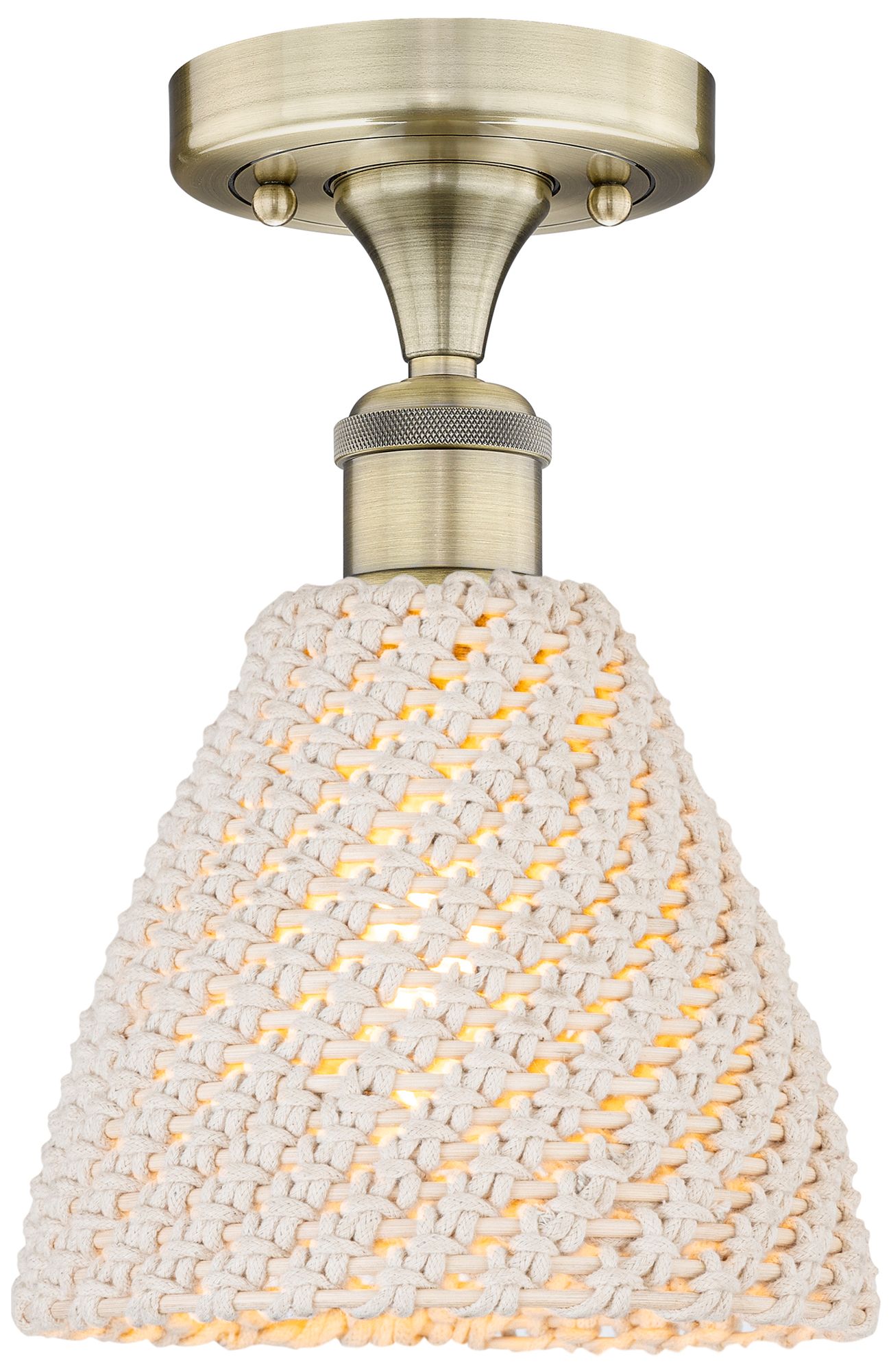 Edison Bristol Natural 8" Wide Antique Brass Semi.Flush Mount With