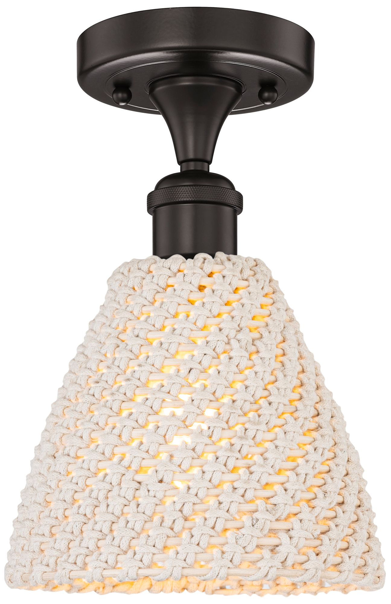 Edison Bristol Natural 8" Wide Oil Rubbed Bronze Semi.Flush Mount