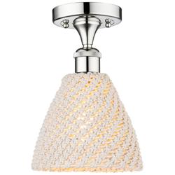 Edison Bristol Natural 8" Wide Polished Chrome Semi.Flush Mount With