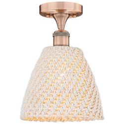 Edison Bristol Natural 9" Wide Antique Copper Semi.Flush Mount With