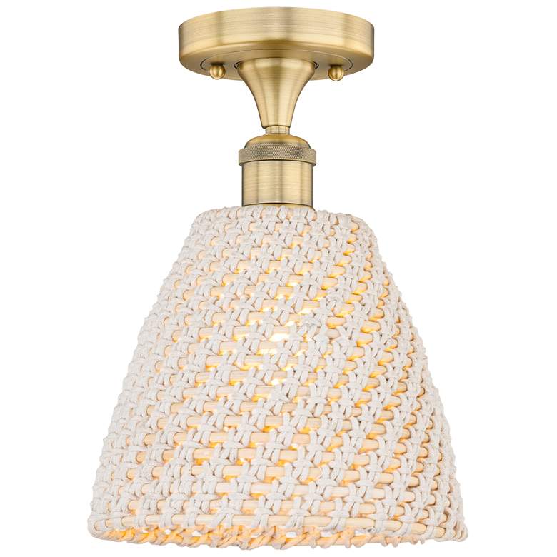 Image 1 Edison Bristol Natural 9" Wide Brushed Brass Semi.Flush Mount With