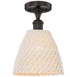 Edison Bristol Natural 9" Wide Oil Rubbed Bronze Semi.Flush Mount