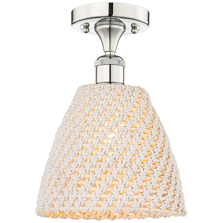 Image 1 Edison Bristol Natural 9" Wide Polished Nickel Semi.Flush Mount With