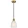 Edison Brookfield 6" Brushed Brass Cord Hung Mini Pendant w/ White Sha