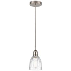 Edison Brookfield 6" Brushed Nickel Corded Mini Pendant w/ Clear Shade