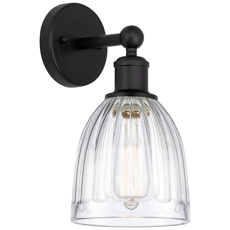 Image 1 Edison Brookfield 6" Matte Black Sconce w/ Clear Shade