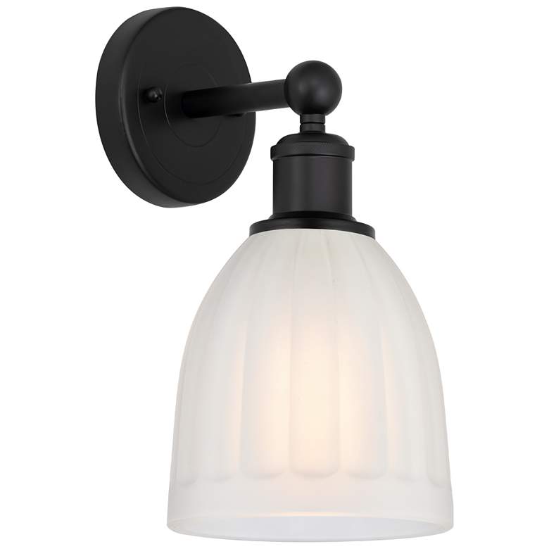 Image 1 Edison Brookfield 6" Matte Black Sconce w/ White Shade