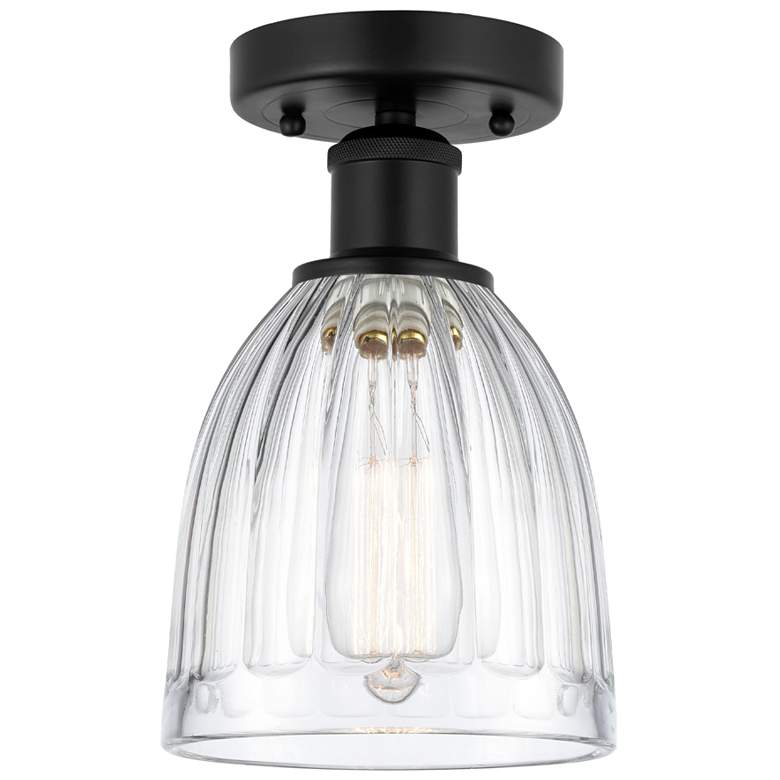 Image 1 Edison Brookfield 6" Matte Black Semi Flush Mount w/ Clear Shade