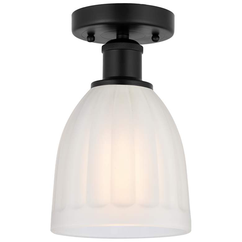 Image 1 Edison Brookfield 6" Matte Black Semi Flush Mount w/ White Shade