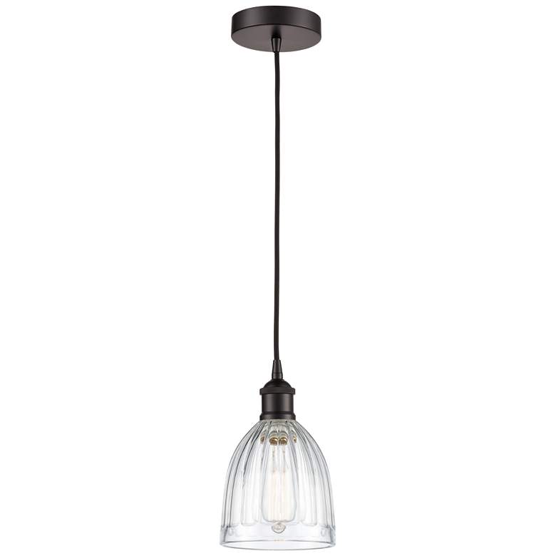 Image 1 Edison Brookfield 6" Oil Rubbed Bronze Corded Mini Pendant w/ Clear Sh