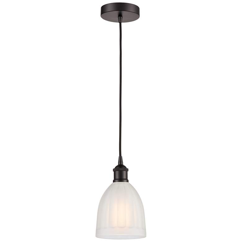 Image 1 Edison Brookfield 6" Oil Rubbed Bronze Corded Mini Pendant w/ White Sh