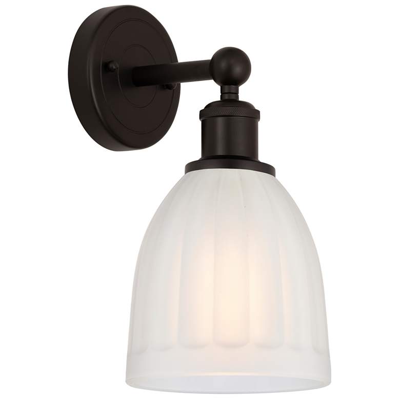 Image 1 Edison Brookfield 6" Oil Rubbed Bronze Sconce w/ White Shade