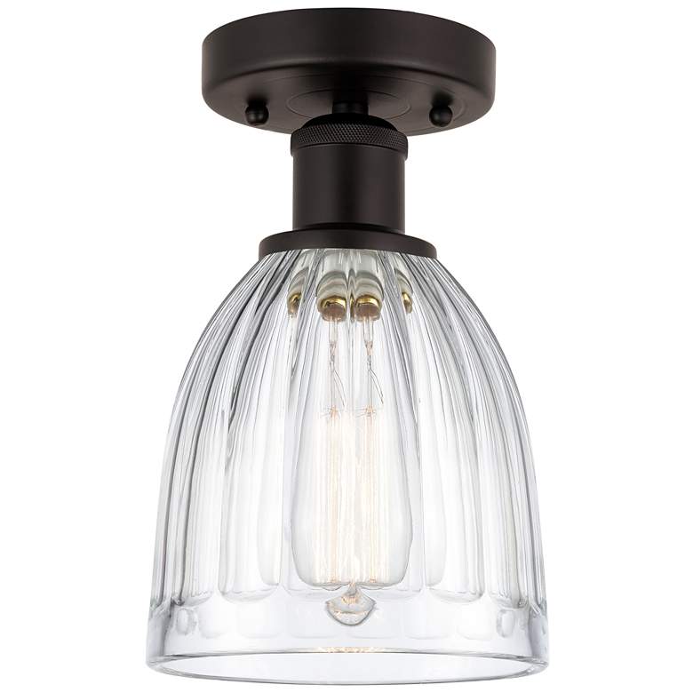 Image 1 Edison Brookfield 6" Oil Rubbed Bronze Semi Flush Mount w/ Clear Shade