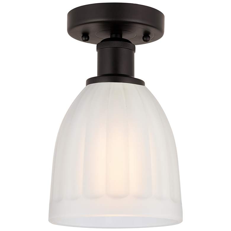 Image 1 Edison Brookfield 6" Oil Rubbed Bronze Semi Flush Mount w/ White Shade