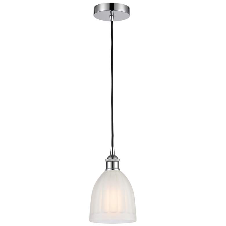 Image 1 Edison Brookfield 6" Polished Chrome Cord Hung Mini Pendant w/ White S