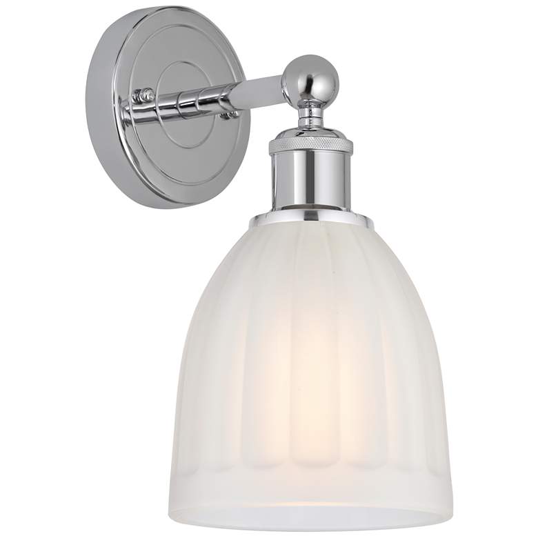 Image 1 Edison Brookfield 6" Polished Chrome Sconce w/ White Shade