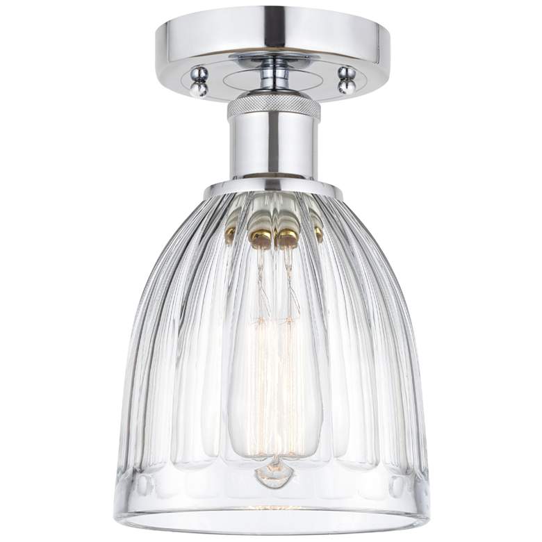 Image 1 Edison Brookfield 6" Polished Chrome Semi Flush Mount w/ Clear Shade
