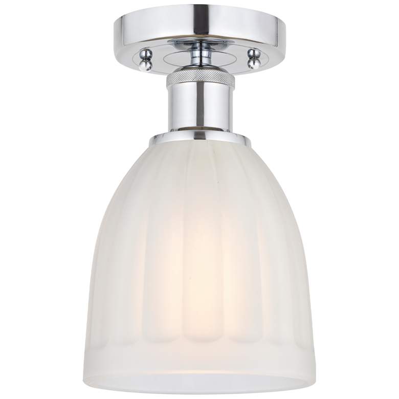 Image 1 Edison Brookfield 6" Polished Chrome Semi Flush Mount w/ White Shade