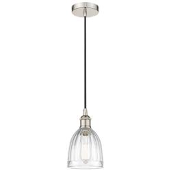 Edison Brookfield 6" Polished Nickel Cord Hung Mini Pendant w/ Clear S