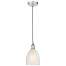 Edison Brookfield 6" Polished Nickel Cord Hung Mini Pendant w/ White S