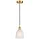 Edison Brookfield 6" Satin Gold Cord Hung Mini Pendant w/ White Shade