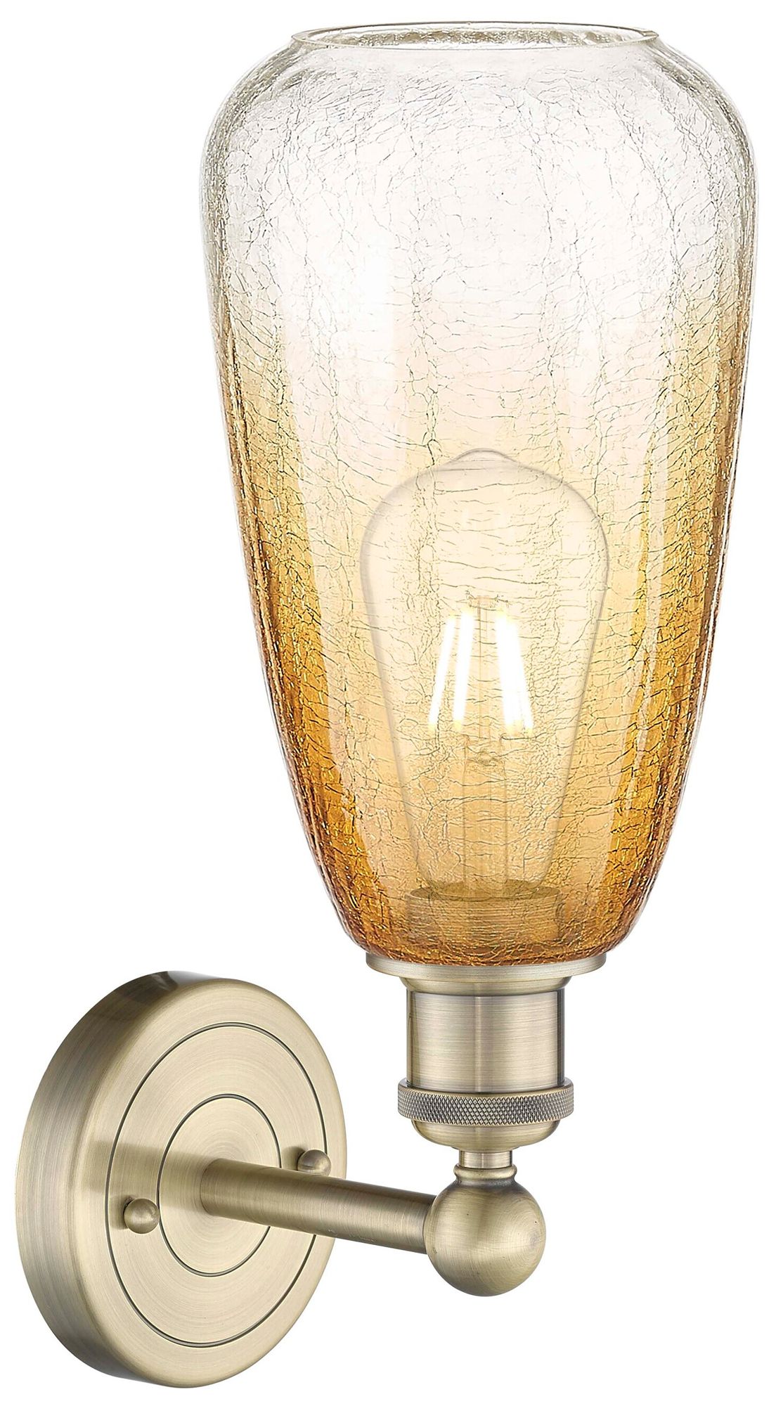 Image 2 Edison Brookhaven Almond 15"H Antique Brass Sconce With Amber Shade more views