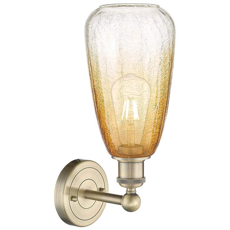 Image 2 Edison Brookhaven Almond 15"H Antique Brass Sconce With Amber Shade more views