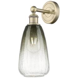 Edison Brookhaven Almond 15"H Antique Brass Sconce With Slate Shade