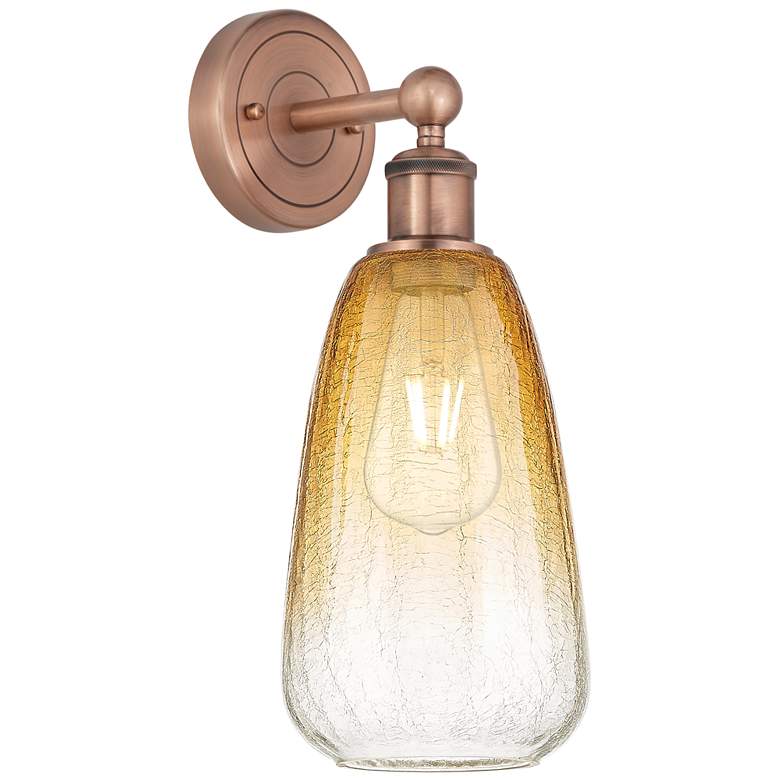 Image 1 Edison Brookhaven Almond 15"H Antique Copper Sconce With Amber Shade