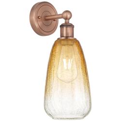 Edison Brookhaven Almond 15"H Antique Copper Sconce With Amber Shade