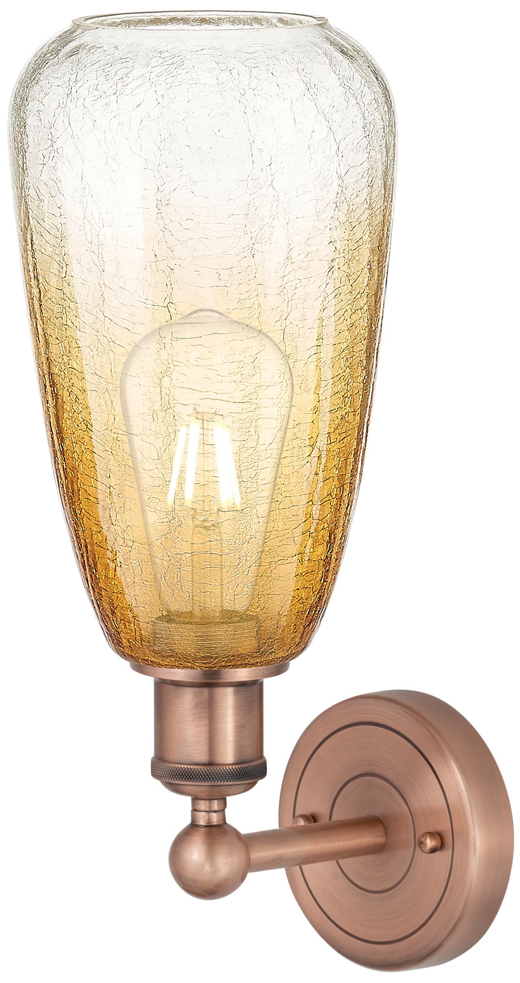 Image 2 Edison Brookhaven Almond 15"H Antique Copper Sconce With Amber Shade more views