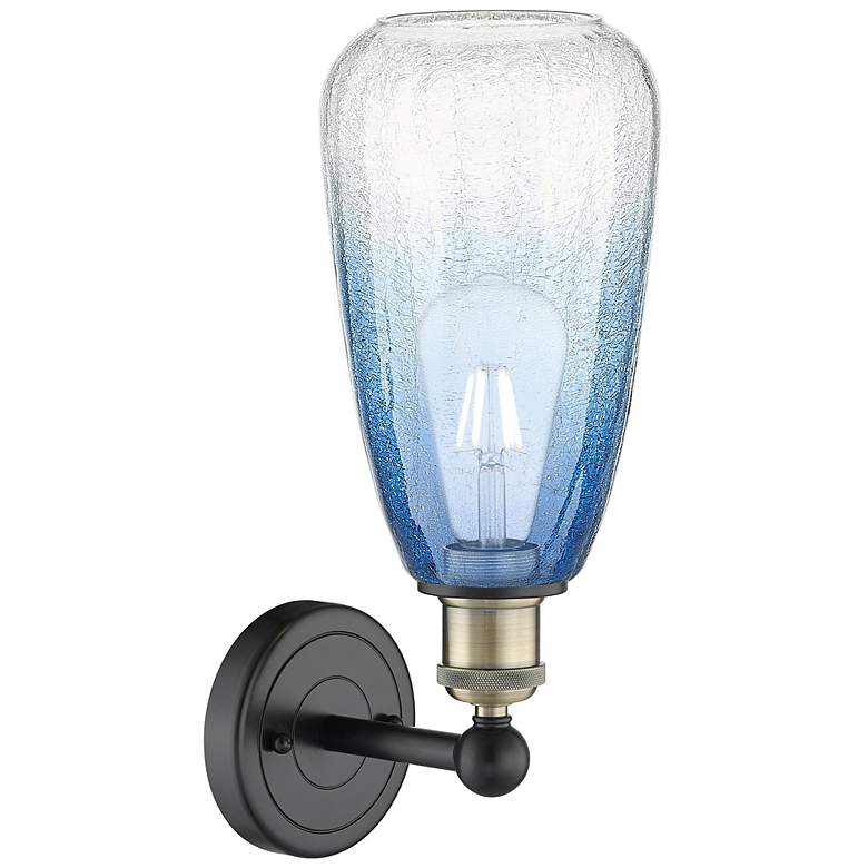 Image 2 Edison Brookhaven Almond 15"H Black And Brass Sconce w/ Sapphire Shade more views