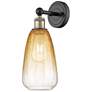 1_Edison Brookhaven Almond 15"H Black And Brass Sconce With Amber Shade