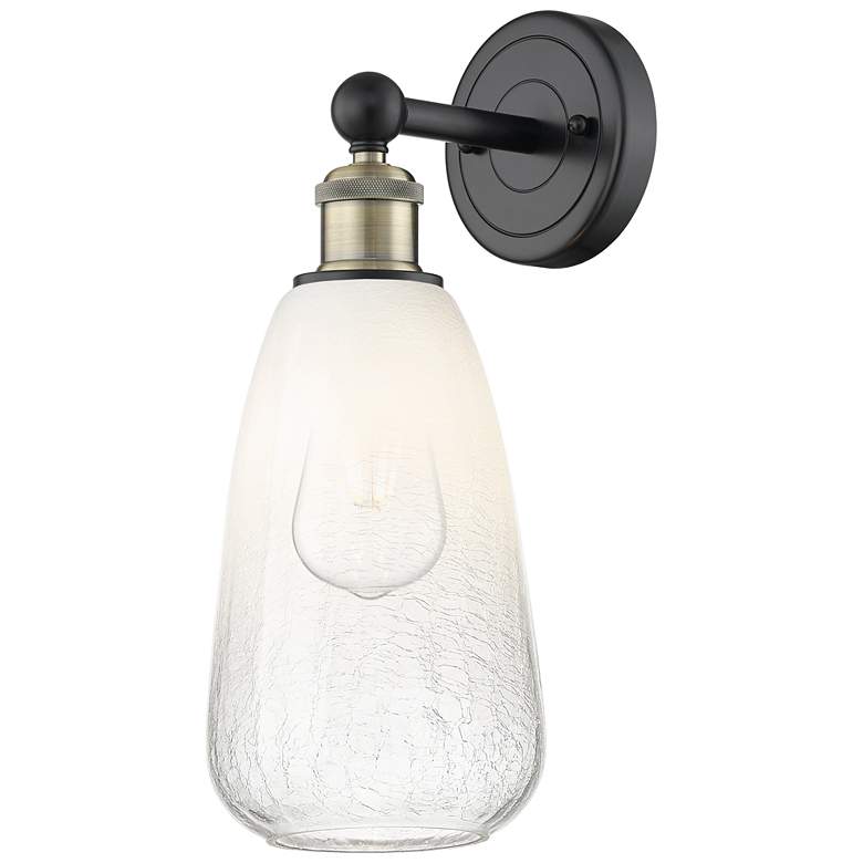 Image 1 Edison Brookhaven Almond 15"H Black And Brass Sconce With Opal Shade