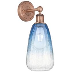 Edison Brookhaven Almond 15"H Copper Sconce With Sapphire Blue Shade