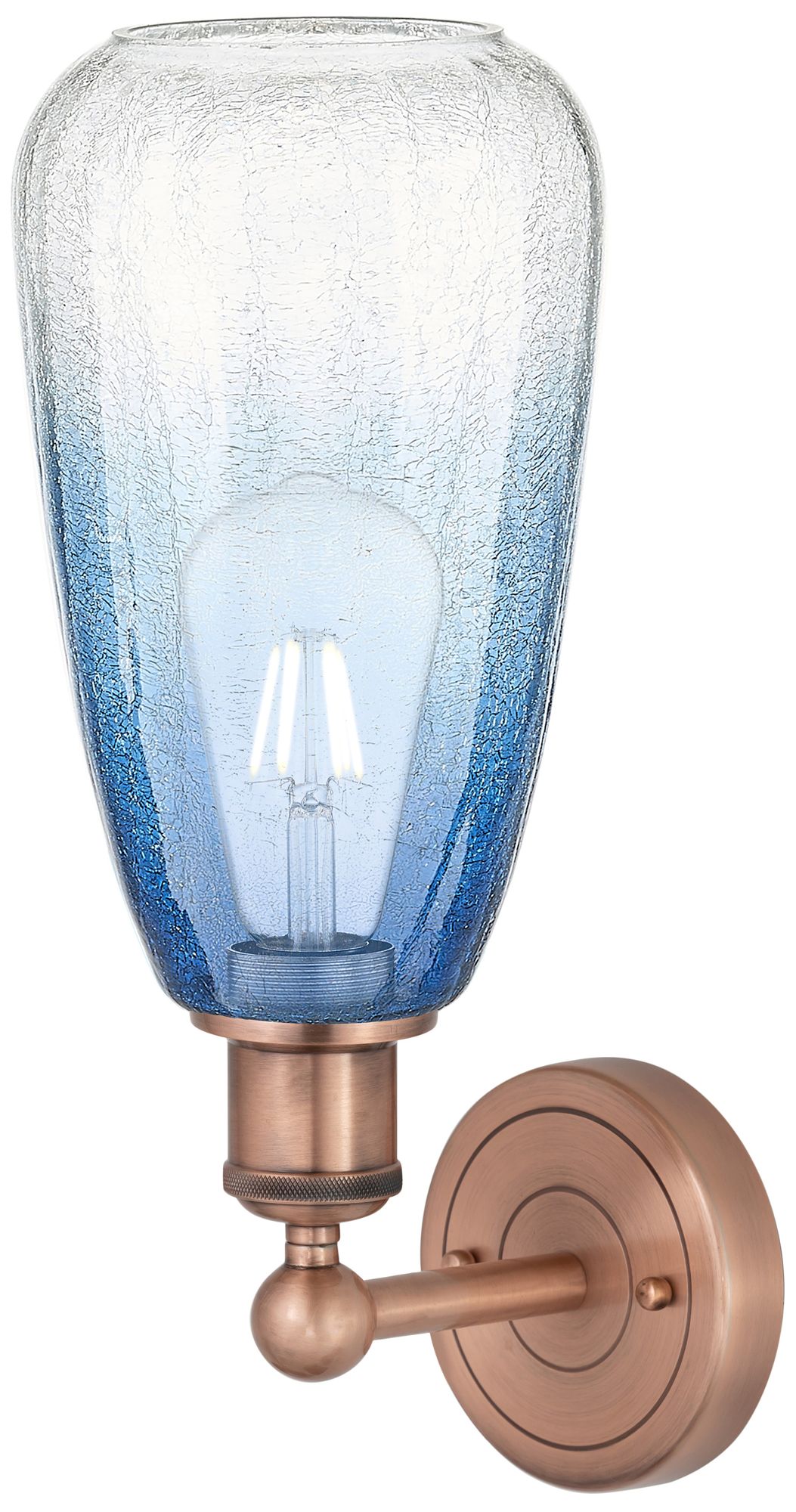 Image 2 Edison Brookhaven Almond 15"H Copper Sconce With Sapphire Blue Shade more views