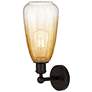 2_Edison Brookhaven Almond 15"H Oil Rubbed Bronze Sconce w/ Amber Shade more views