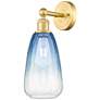 1_Edison Brookhaven Almond 15"H Satin Gold Sconce With Sapphire Shade